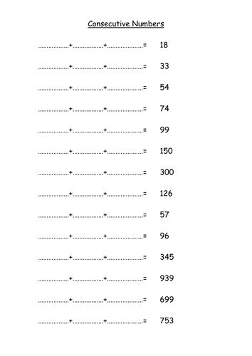 consecutive numbers worksheets.
